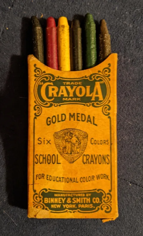 Found these 110(?) year old Crayolas in the back of a family secretary desk. The pack still has the crayons.