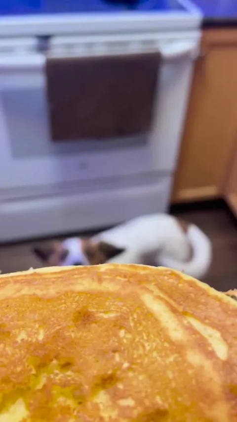 Birthday girl gets a pancake