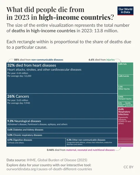 [OC] What do people die from in different countries?