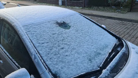 My cars windshield was covered by snow, except for the spot with the dashcam