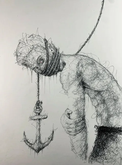Some of my unsettling ballpoint pen drawings[OC]