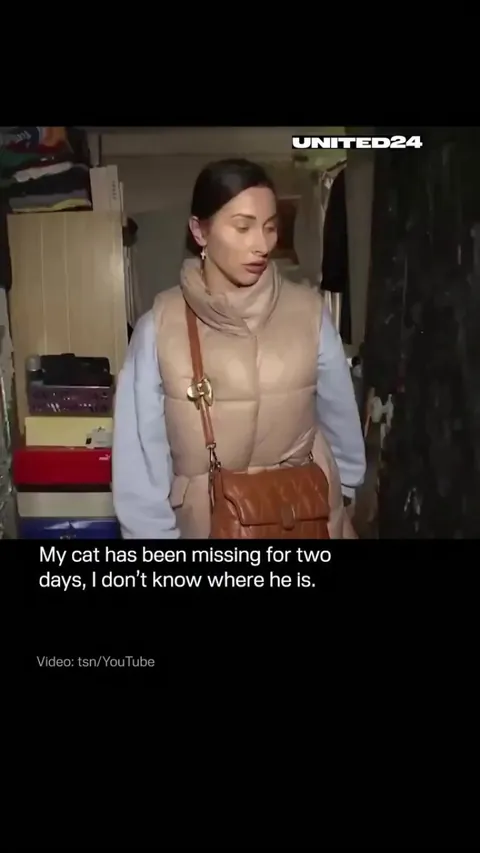 Woman Reunites with Cat During Interview Two Days After Russian Attack Destroys Home