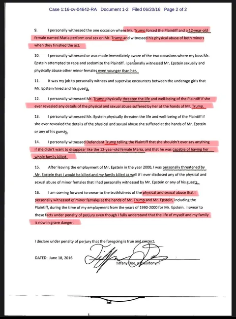 DOJ censors identities of president &amp; convicted child sex offender despite it being illegal under law signed by president