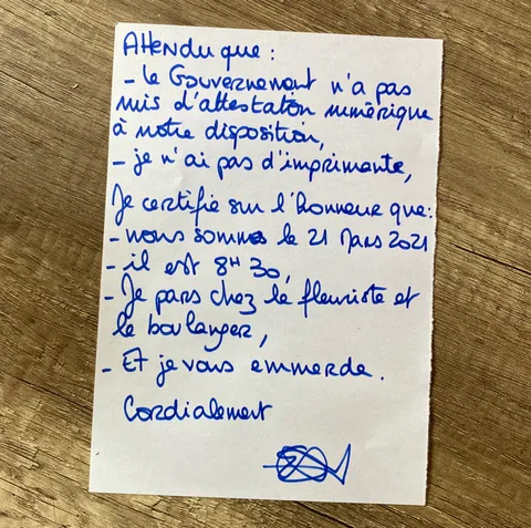 Modèle d'attestation en attendant l'attestation numérique