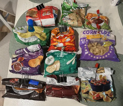 My wife thinks this is a normal amount of opened chip bags.
