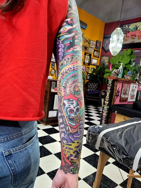 Vampire sleeve by Ryan at Lucky Mountain Tattoo (Erwin TN)