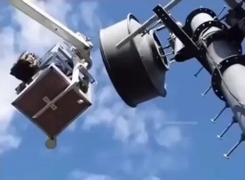 A squirrels stash of nuts on an antenna