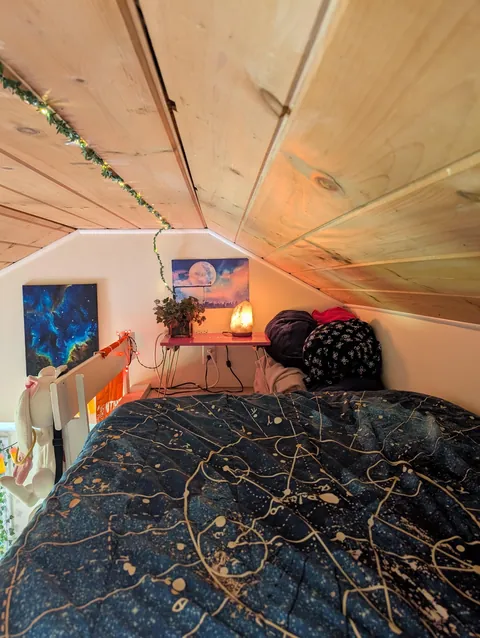 my chaotic/cozy bedroom loft