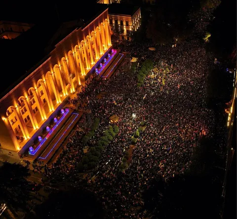 Tbilisi, Sakartvelo/Georgia. People came out because they don't want their country to become a russian puppet