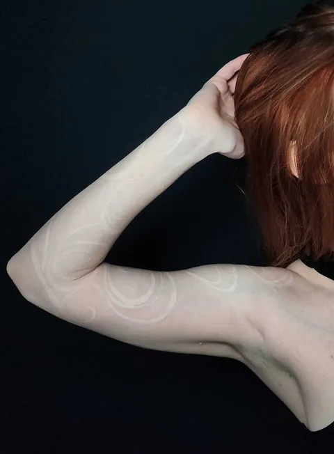 Ornamental Night Elf Sleeve in white by Mae at Steadfast Art Collective in Kirkland, WA