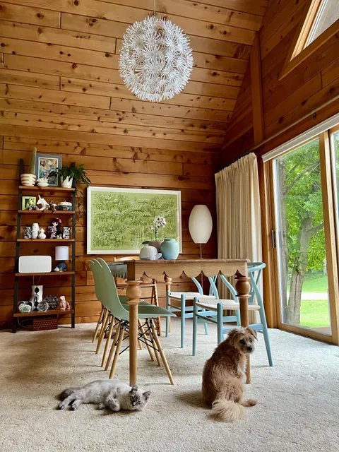 The dining room in our chalet in the woods of Minnesota.