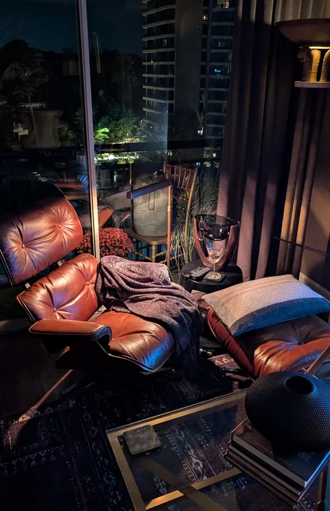 My cozy spot tonight. My cat, an orange gin and tonic and 1970's Billy Joel.