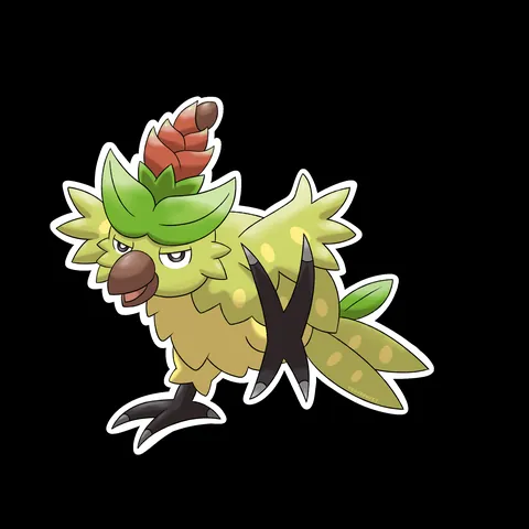 [OC] Pokemon Wind and Waves Browt Evolution Line Concept! Kakapow and Cashewary, Grass /Fighting Types inspired by the Kakapo and Cassowary!