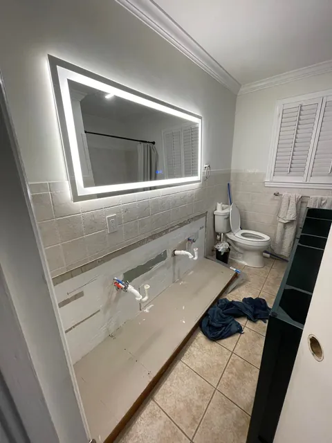 Upgraded bathroom from single to double vanity