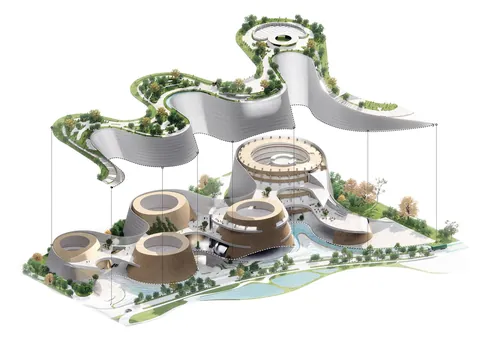 Renders of the potential new Natural History Musuem of Shenzhen by 3XN