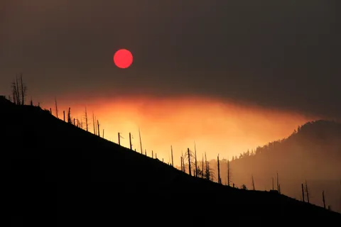 ITAP of the sun setting through the smoke of a wildfire