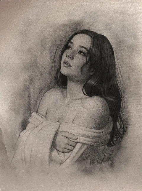 Woman, Arnav, Fine Pencil Drawing, 2025