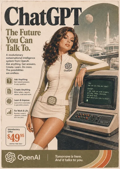 I asked ChatGPT to imagine what modern brands would look like in 1970s ads