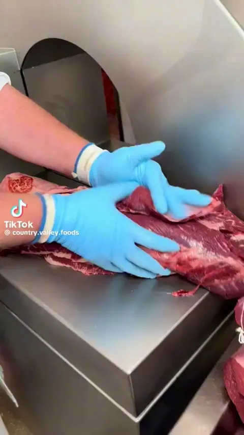 A tenderloin stringing machine.