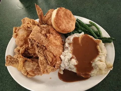[I ate] fried chicken and mashed potatoes with gravy at a diner in Virginia