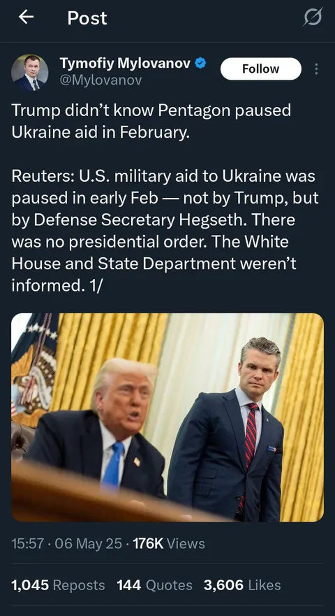 This drunken leech paused Aid to Ukraine without order.