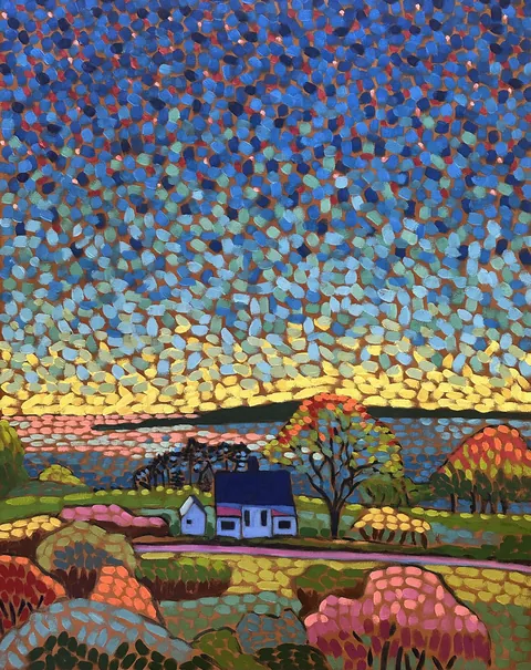 Chebeague Island Cottage, Diane Beem (me), Oil on Canvas, 2025