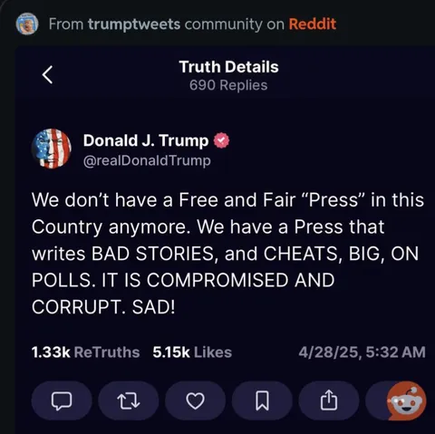 Looks like Donald woke up to less than flattering poll numbers.