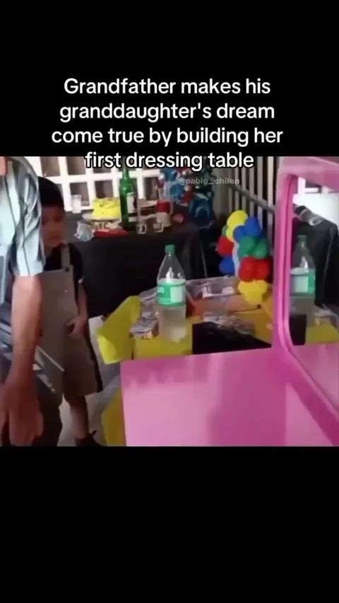 Grandfather makes a dressing table for his granddaughter and her reaction is priceless 