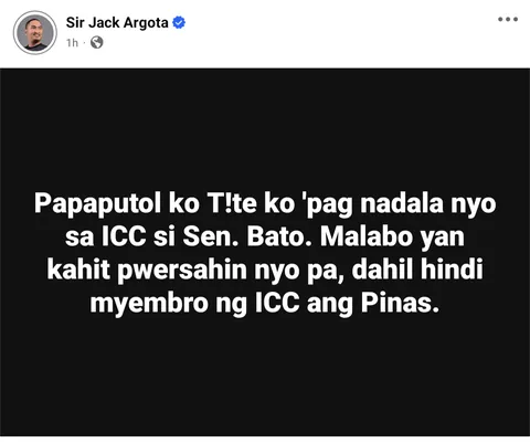Post ko lang dito, baka I delete niya e.