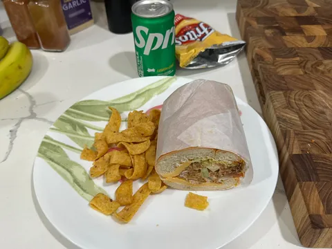 [homemade] nashville hot chicken salad sandwich. kinda.