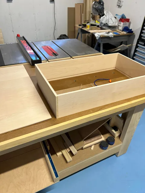 I made custom master closet built-ins with maple and maple plywood, LED lighting