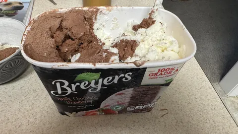 Our neopolitan icecream missing the strawberry