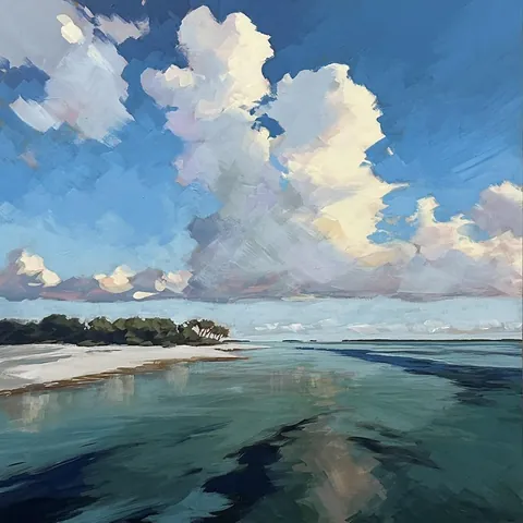 Warm Water Sky, Jim Musil (me), Acrylic/Panel, 2025