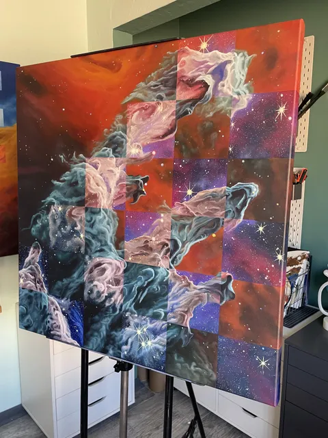 Spectrum of Stardust, my oil painting of the Pillars of Creation