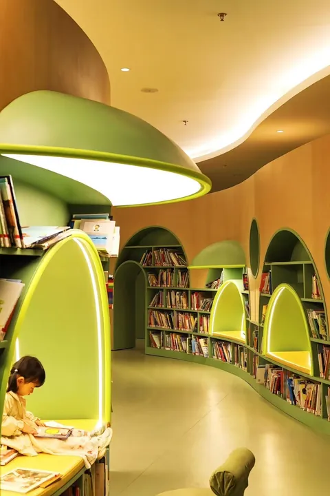 A library in my hometown, which I often visit to read books because it's close to home, in Chengdu, China