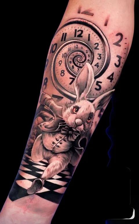 Alice in Wonderland sleeve by Matt at Twisted Tattoo in San Antonio, TX