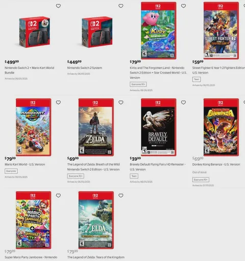 More Nintendo Switch 2 Exclusive prices revealed