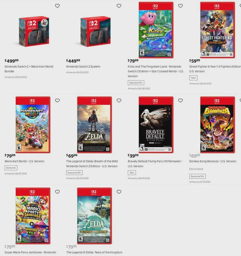 More Nintendo Switch 2 Exclusive prices revealed