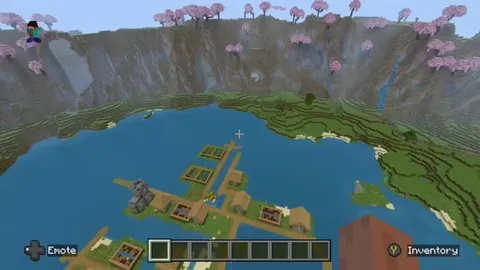 I found a village on a lake inside a cherry blossom valley