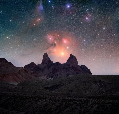 I finally captured my first "deepscape" featuring Rho Ophiuchi and this mountain called Mule Ears!