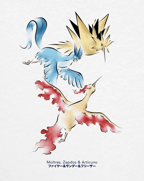 Pokemons in japanese traditional style