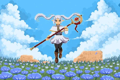 Sharing my latest pixel art~ frieren