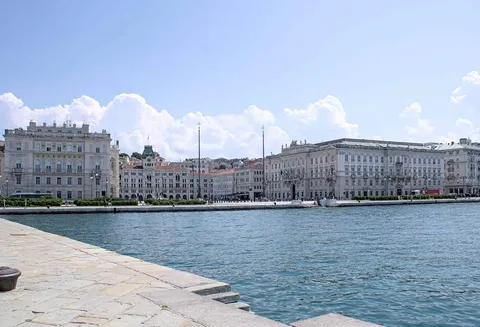 Piazza dell'unitá d'Italia, Trieste, Italy. The largest European square overlooking the sea