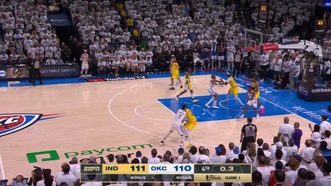 [Highlight] Indiana gets the stop on the final possession to win Game 1 of the NBA Finals. The Pacers outscore the Thunder 35-25 in the 4th quarter, their 5th 15+ comeback win this postseason.