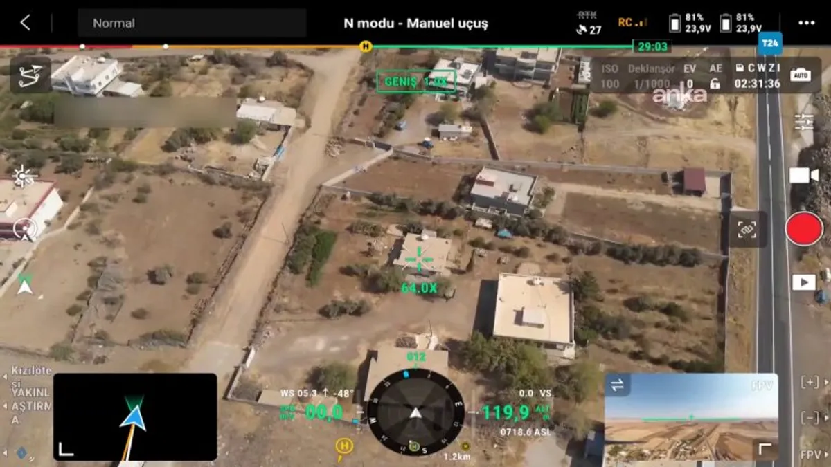 Power company drone scanning for illegal electricity usage is shot down by long barrel weapon in Sirnak, Turkey. Illegal usage rate in this eastern rural area is 42%, with the cost paid directly by regular customers mostly in the west. The illegal use rates in western cities are less than 1%.