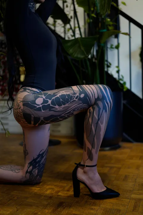 Leg sleeve done for my friend and coworker, done by me (@sewp) in Toronto at Delete After Death