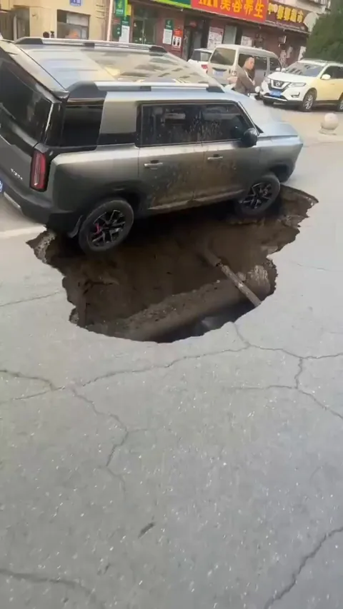 A pothole in China