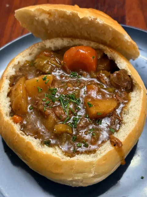 [homemade] Beef stew and bread bowl