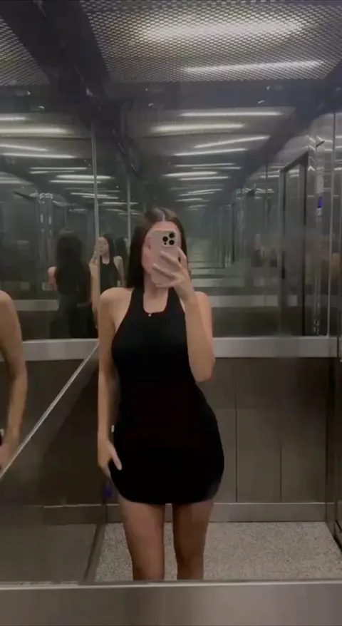 Pulling u p the dress isn't always easy in the elevator, especially when I want to show you even more