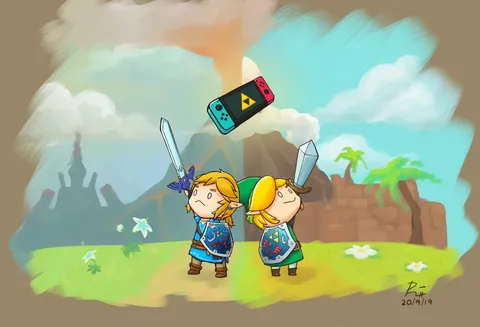 I drew both BotW and LAHD Link together to celebrate this new Zelda game on the Switch!